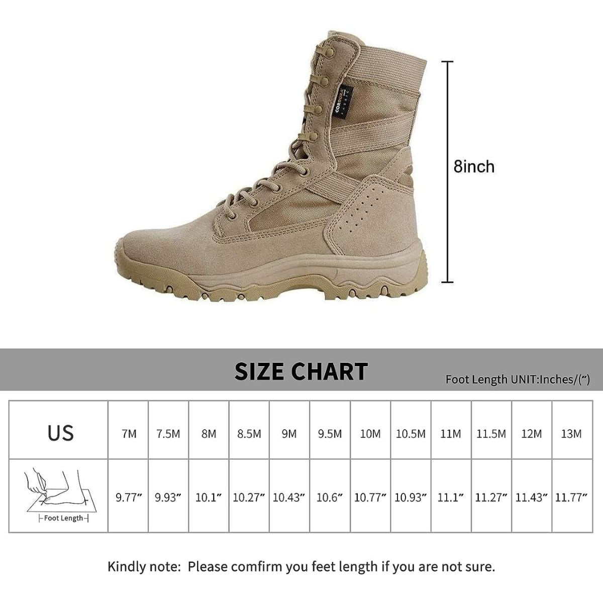 8-Inch Lightweight Thin Military Work Boots