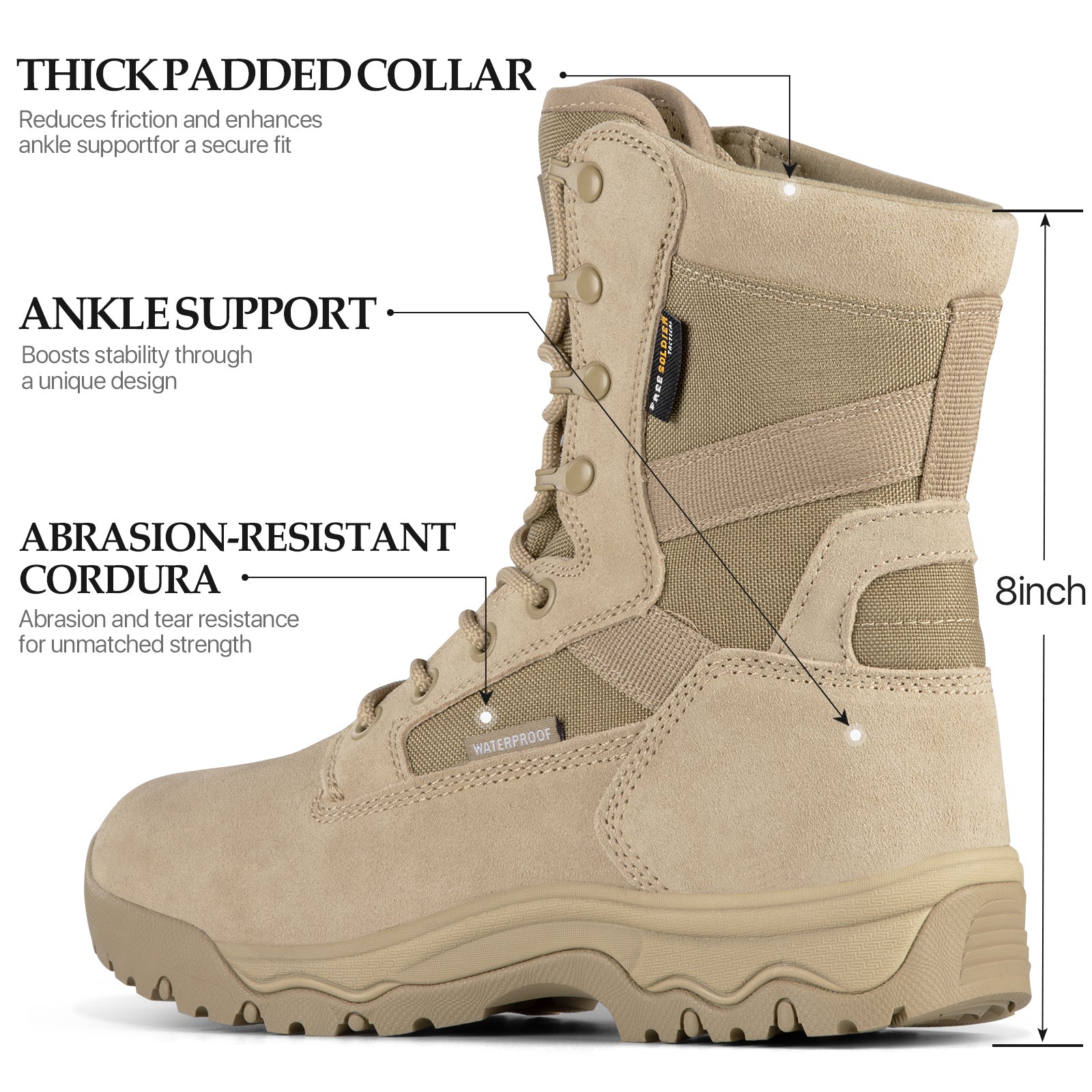 HOPPER 8" Men’s Military Waterproof Tactical Boots