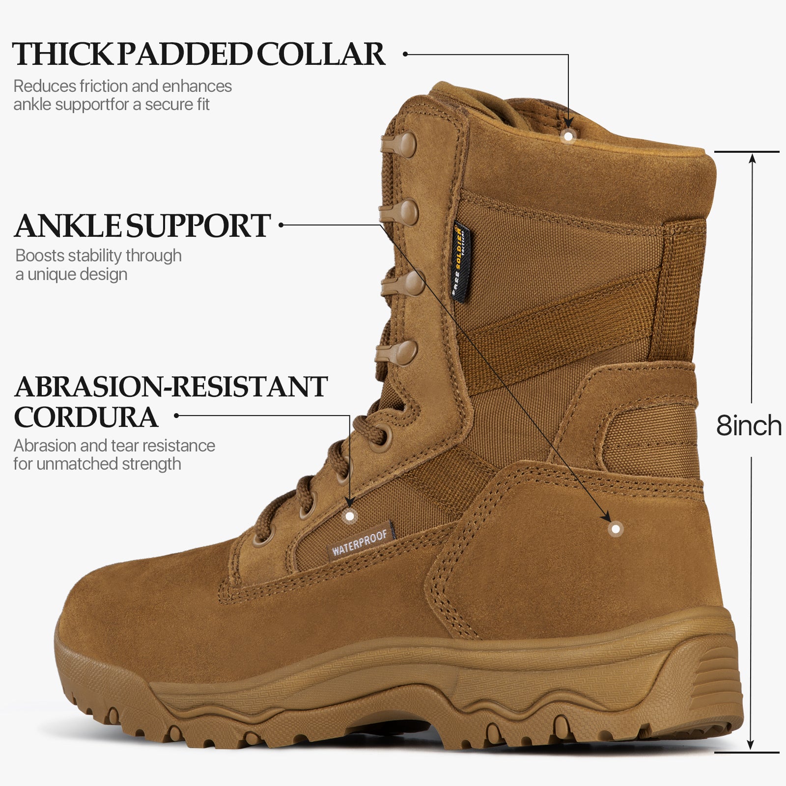 HOPPER 8" Men’s Military Waterproof Tactical Boots
