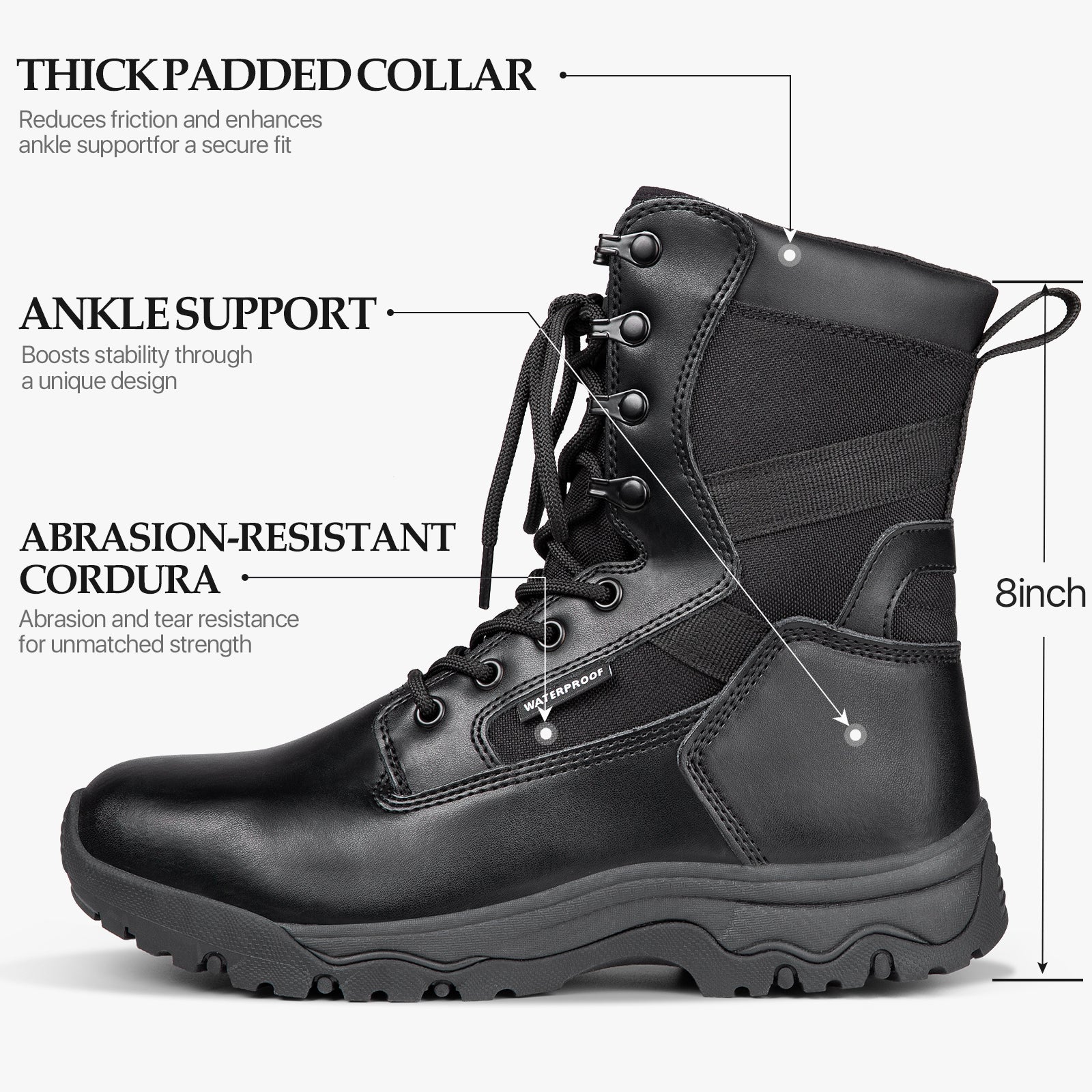 HOPPER 8" Men’s Military Waterproof Tactical Boots
