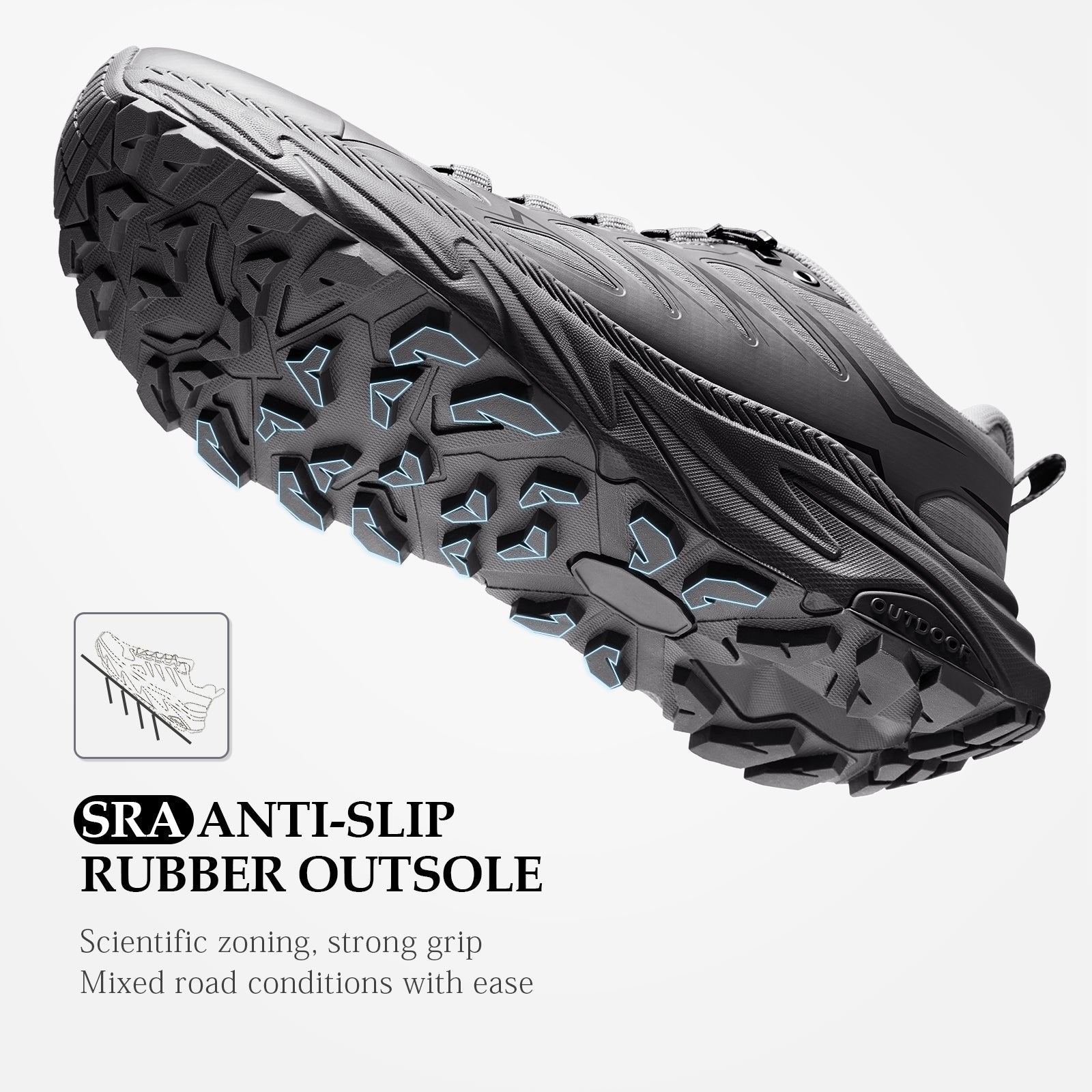 SRA Men's Trail Running Shoes - Lightweight Breathable Non-Slip Zero-Drop for Trail/Hiking