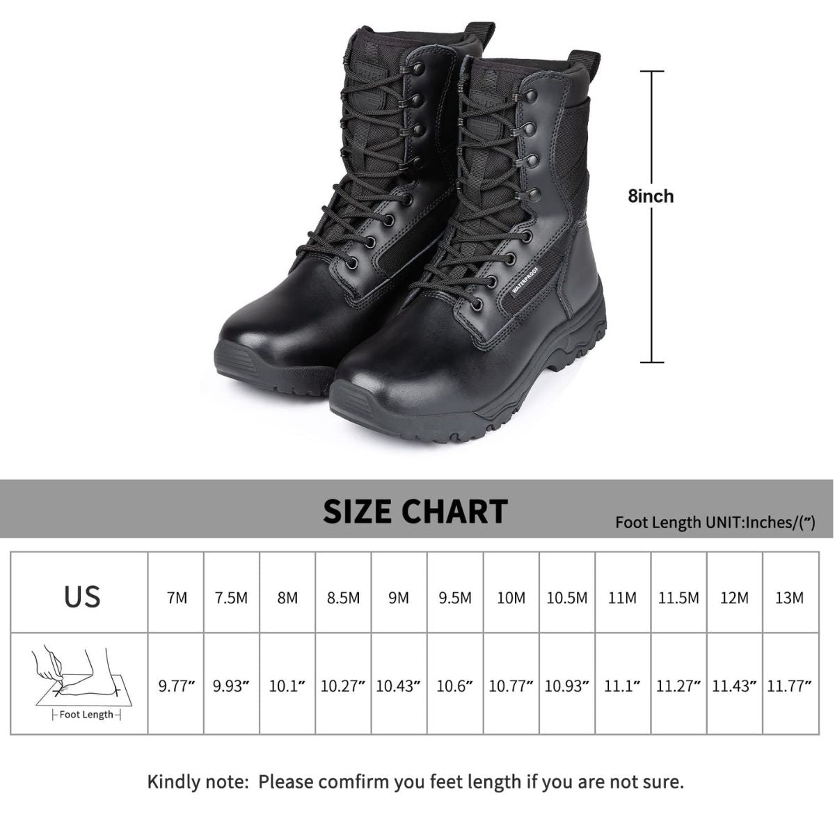 8-Inch Waterproof Thick Military Work Boots