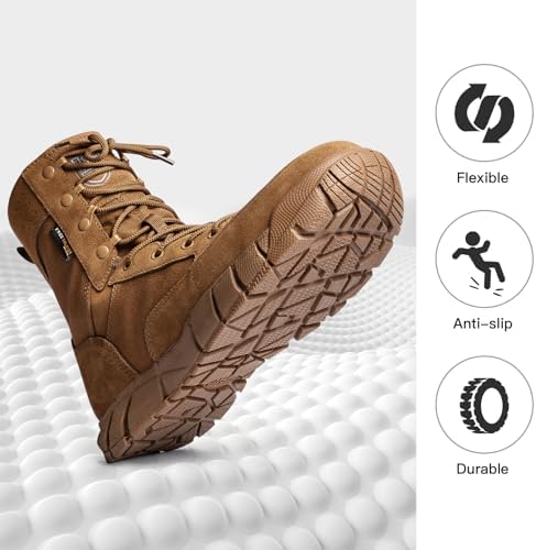Botas de trabajo militares con cremallera lateral STORM II de 8" para hombre