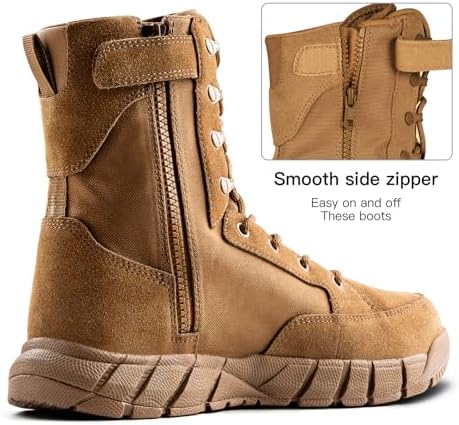 Botas de trabajo militares con cremallera lateral STORM II de 8" para hombre
