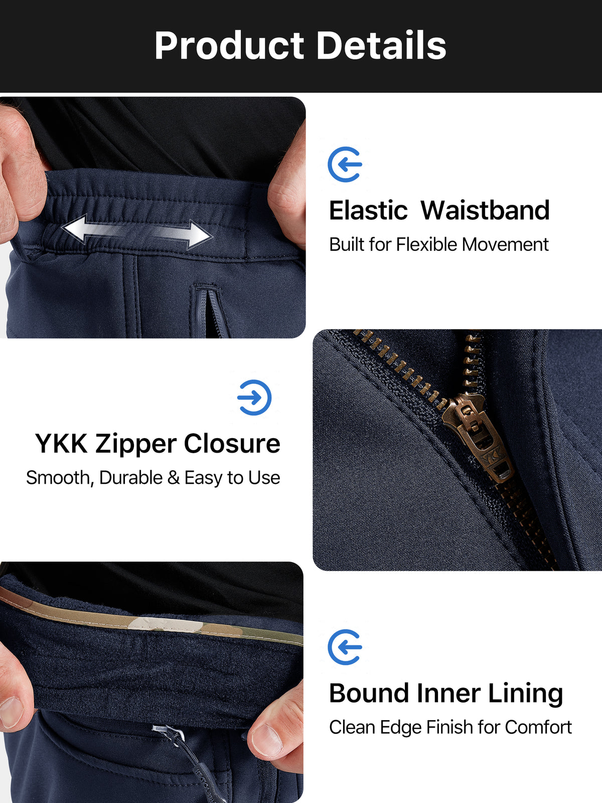 Winddichte Cargohose aus Sharkskin-Softshell-Fleece mit Futter