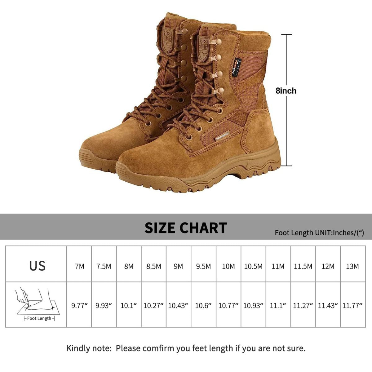 8-Inch Waterproof Thick Military Work Boots