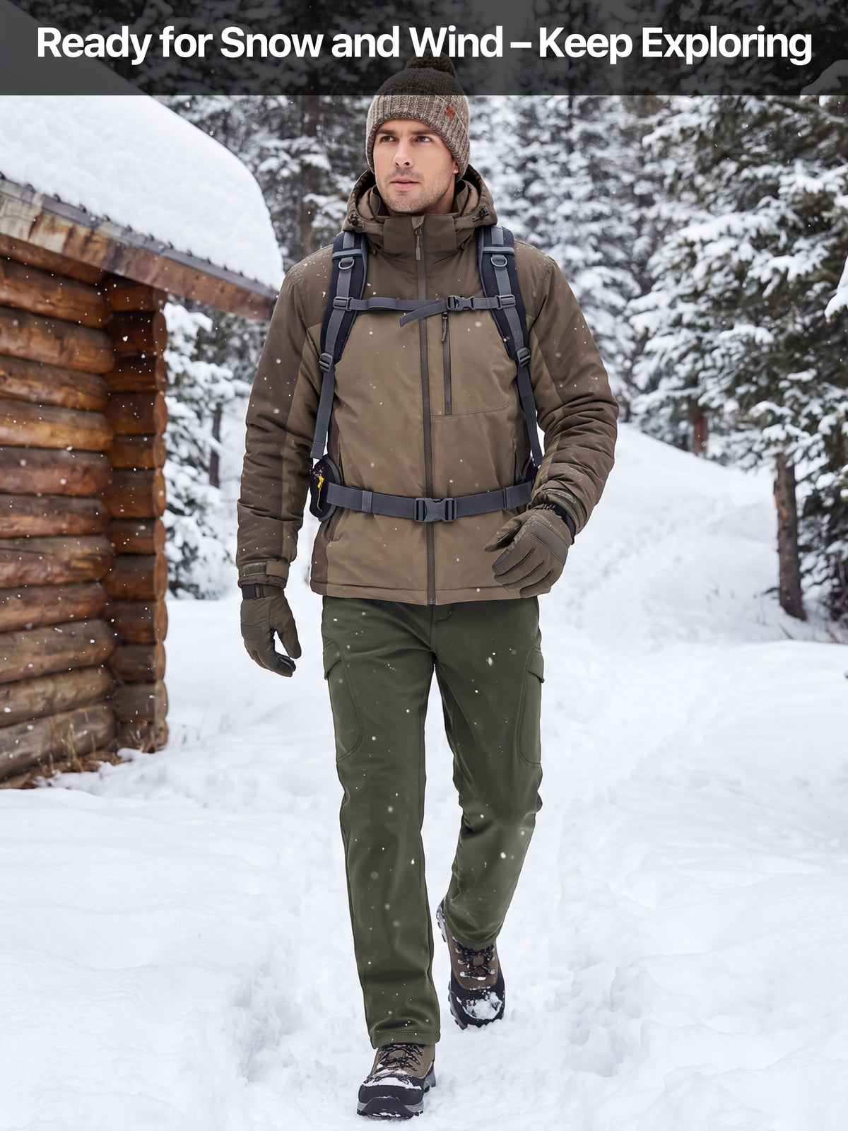Winddichte Cargohose aus Sharkskin-Softshell-Fleece mit Futter