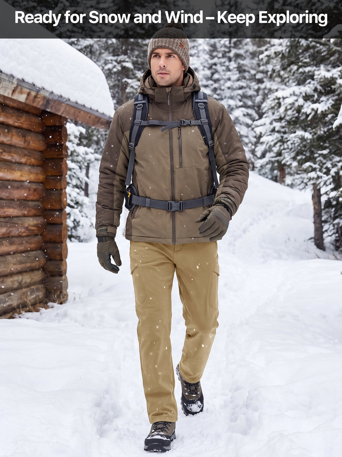 Winddichte Cargohose aus Sharkskin-Softshell-Fleece mit Futter