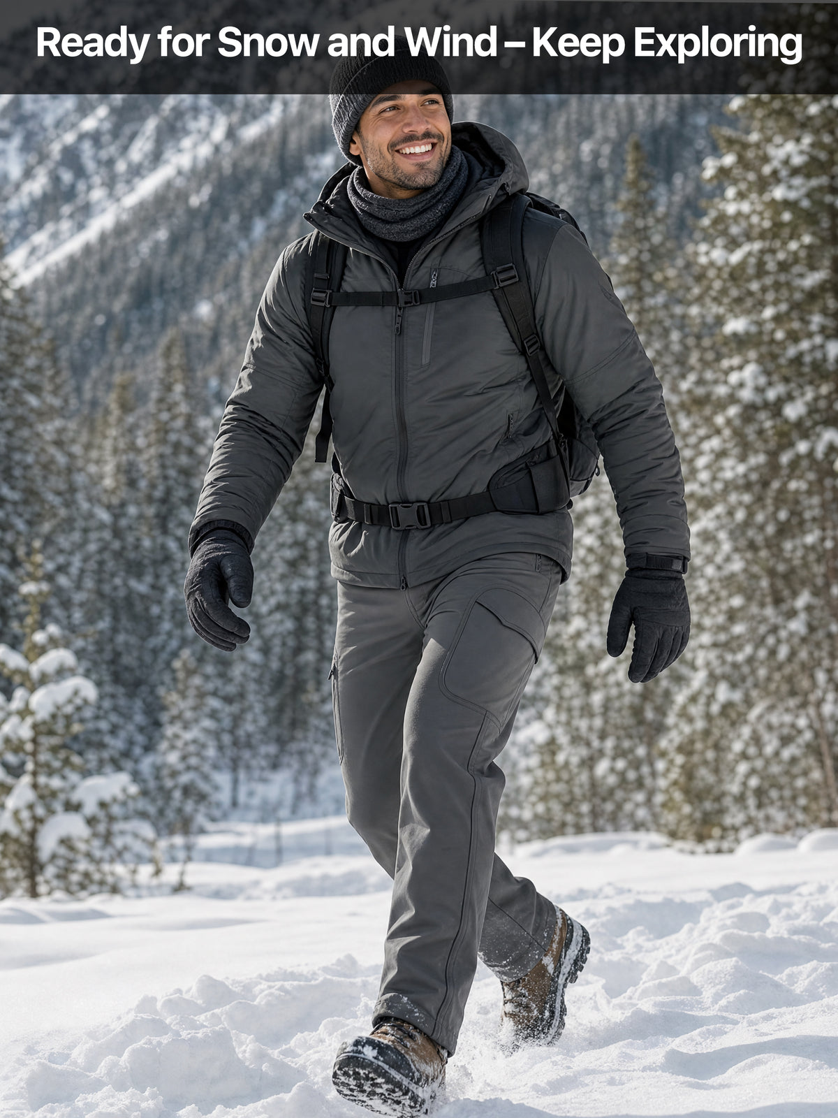 Winddichte Cargohose aus Sharkskin-Softshell-Fleece mit Futter