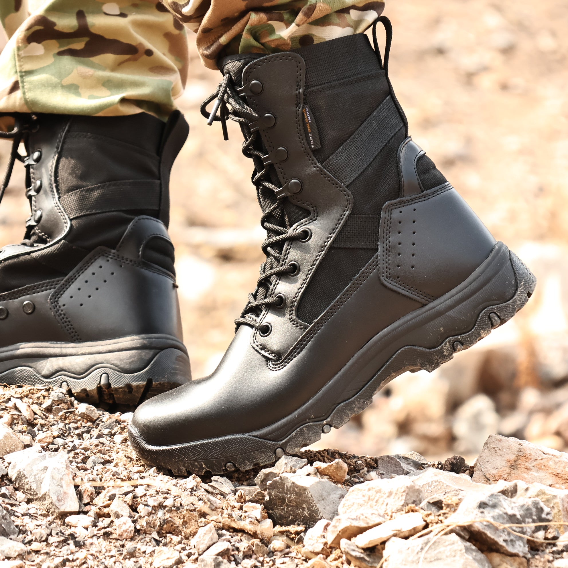 HOPPER 8" Men’s Military Tactical Black Leather Boots