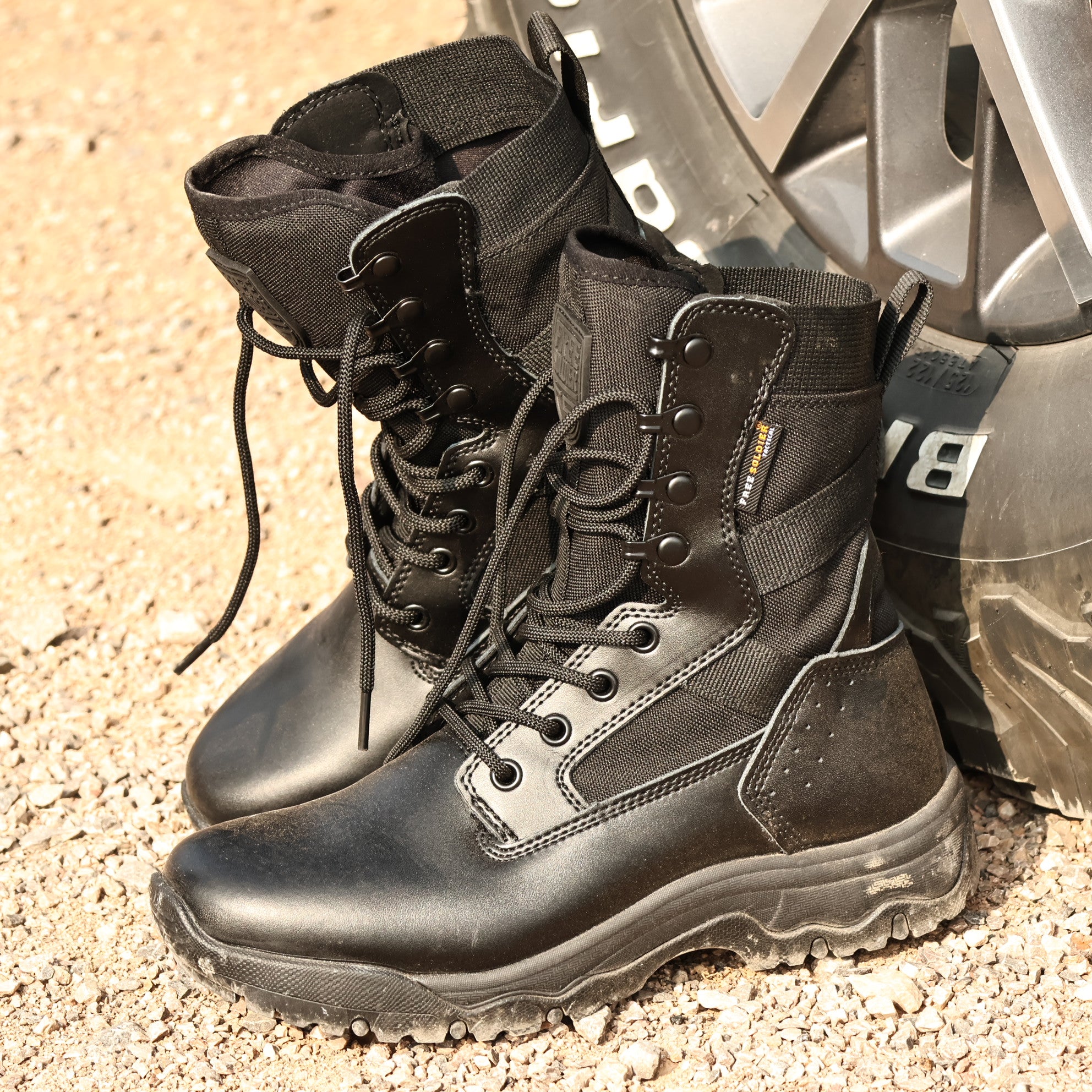HOPPER 8" Men’s Military Tactical Black Leather Boots