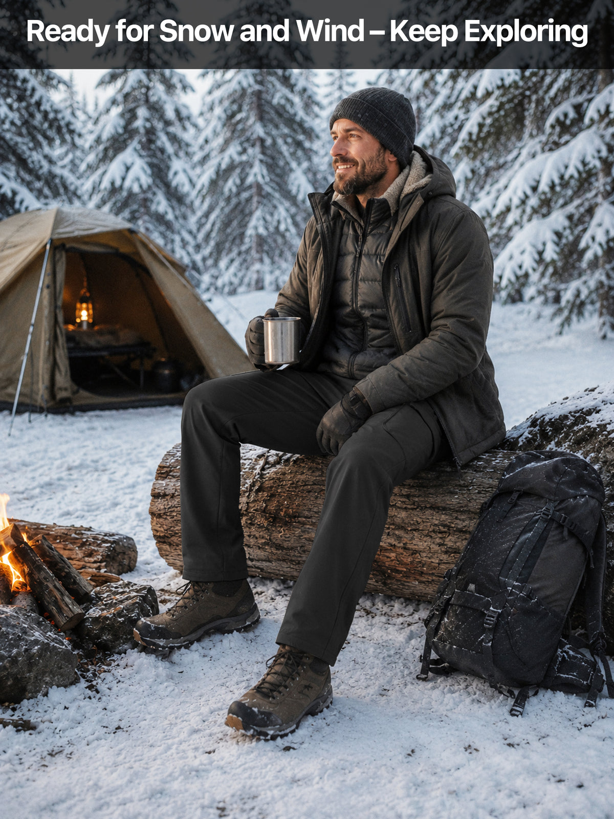 Winddichte Cargohose aus Sharkskin-Softshell-Fleece mit Futter