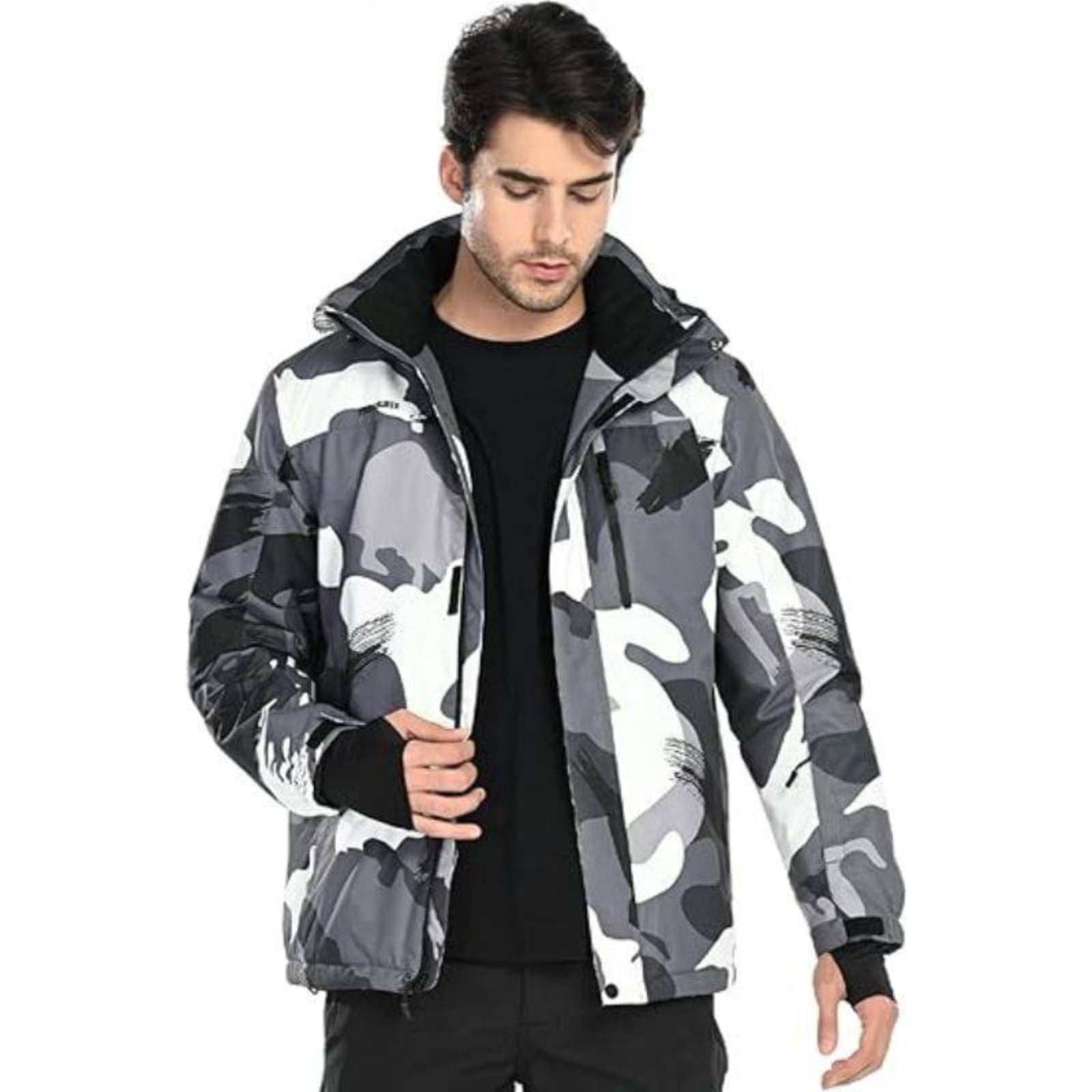 WHALE Men's Waterproof Warm Fleece Lined Ski Jacket