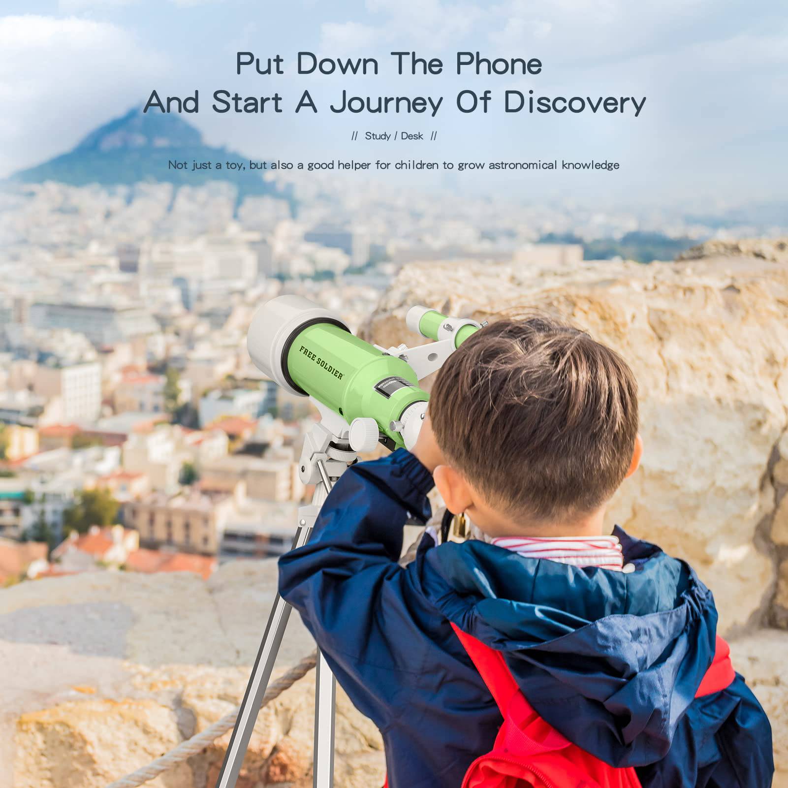 40070 Telescopio para niños y principiantes con adaptador para smartphone
