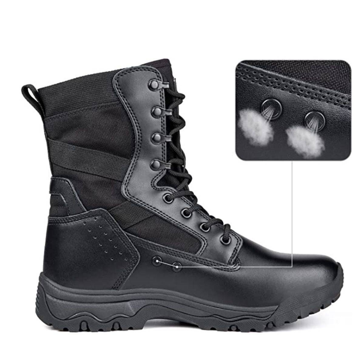 HOPPER 8" Men’s Military Tactical Black Leather Boots