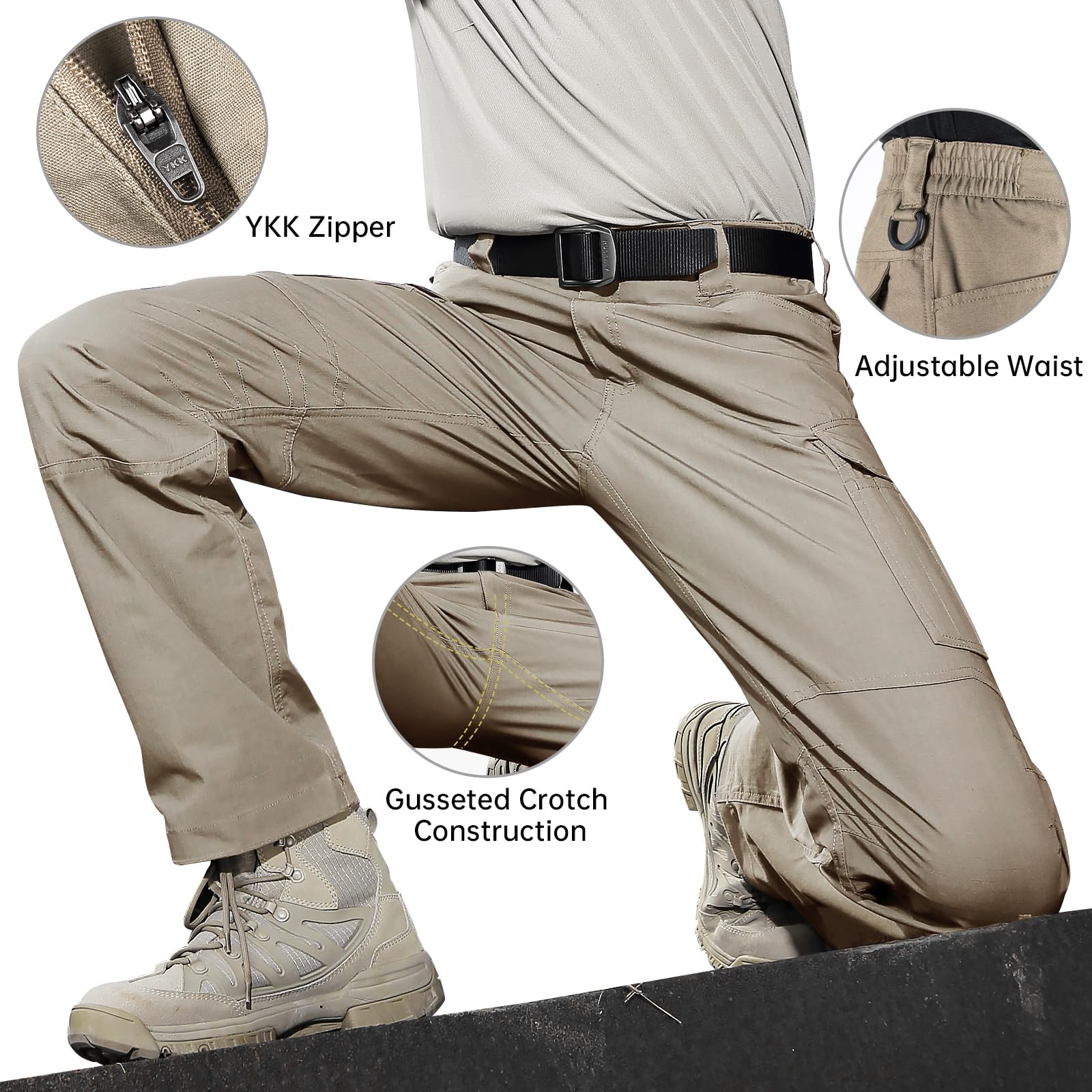Pantalones cargo tácticos resistentes al agua para hombre de COVERT