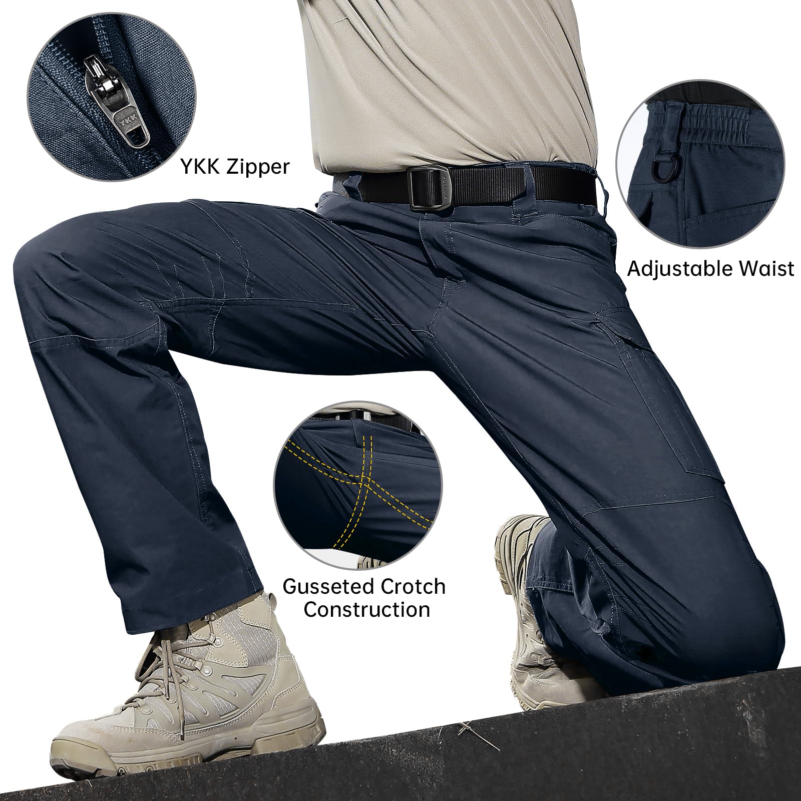 Pantalones cargo tácticos resistentes al agua para hombre de COVERT