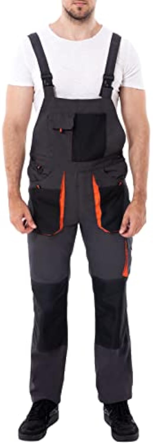 Free Soldier Men's Bib Overalls Work Overalls with Knee Pad Pockets