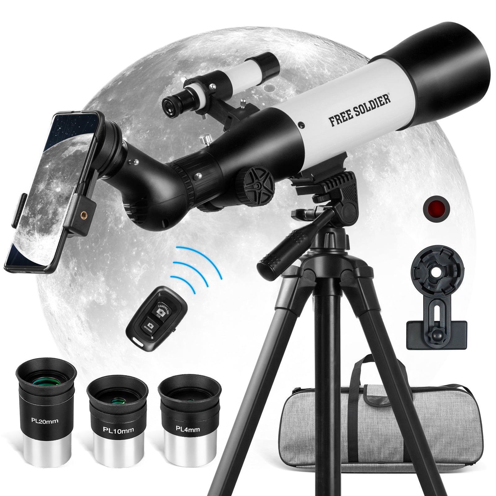 50070mm Astronomy Telescope with 3 Plossl Eyepieces Phone Adapter and Carry Bag - FreeSoldier