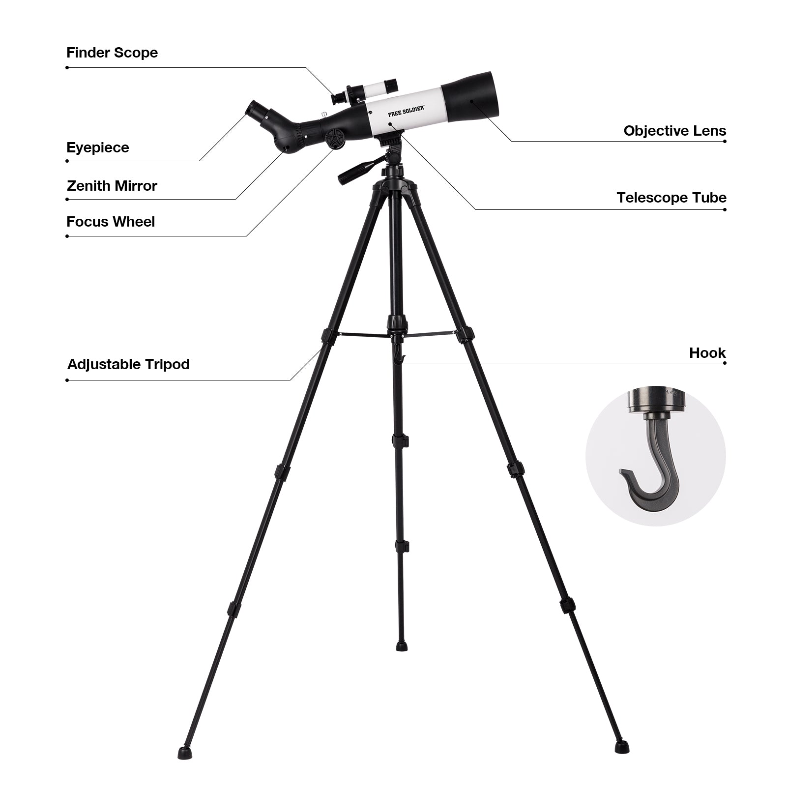50070mm Astronomy Telescope with 3 Plossl Eyepieces Phone Adapter and Carry Bag - FreeSoldier