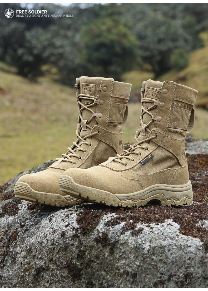 Man wearing durable FreeSoldier tactical boots