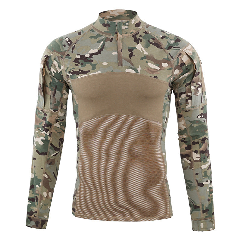 Men's Long Sleeve T-Shirt US Army Tactical Military G3 Combat Camo Zipper  Hooded