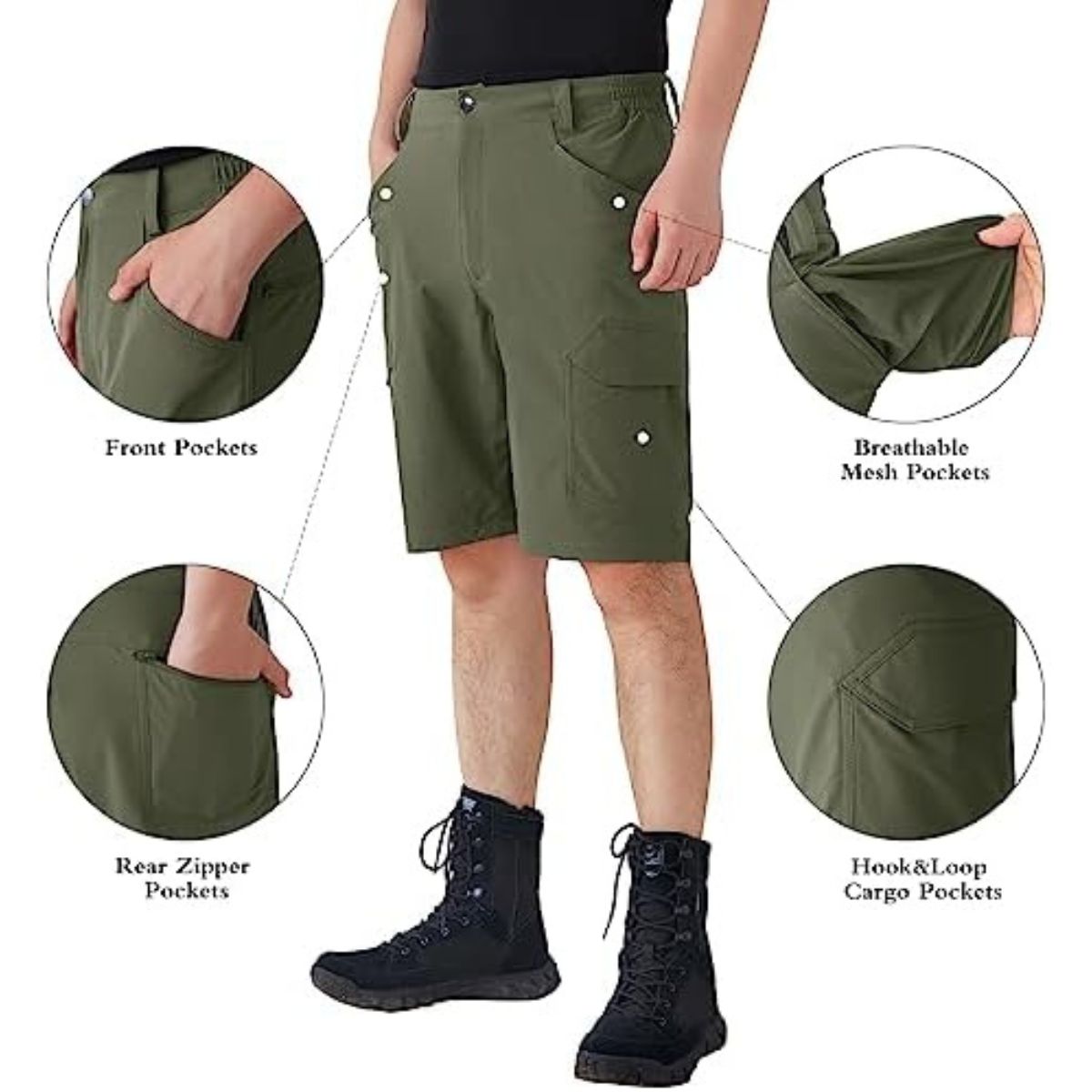 Pantalones cortos de trabajo tácticos Ripstop de secado rápido con bolsillos