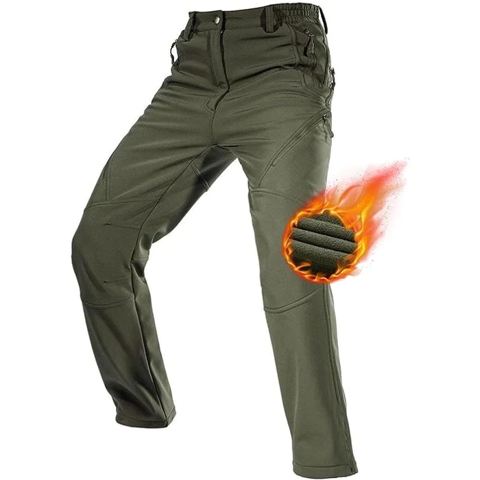 Winter Thick Fleece Warm Stretch Causal Pants Men Military Softshell  Waterproof Thermal Warm Cargo Pants Tactical