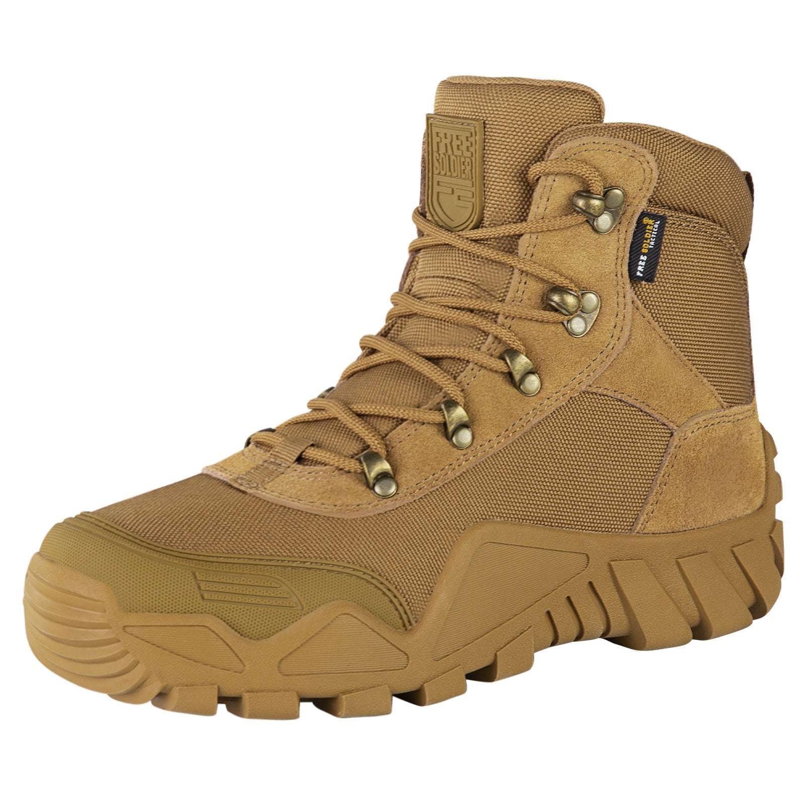 FREE SOLDIER Outdoor Men's Suede Leather Waterproof Hiking Work Boots
