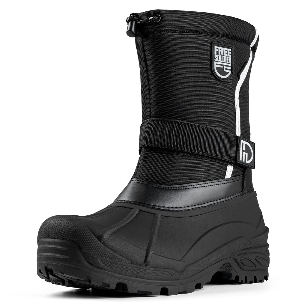  FREE SOLDIER Botas de nieve para hombre, con forro polar  cálido, botas de esquí de invierno, impermeables, aisladas, color negro, 7)  : Ropa, Zapatos y Joyería