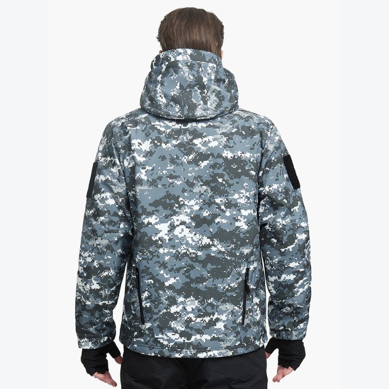 Winter Warm Waterproof Jacket Men Rain Fleece Softshell Set Camouflage  Hunting Clothes Trekking Pants Hiking Fishing Climb Men Color: CP jacket,  Size: S for 50-60kg