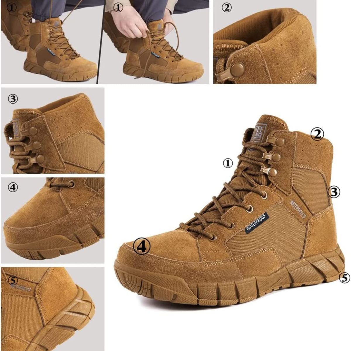 FREE SOLDIER Men's 6 Inches Lightweight Breathable Desert Boots