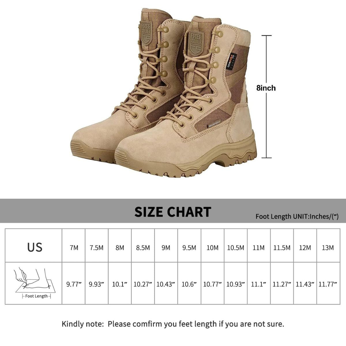 8-Inch Waterproof Thick Military Work Boots