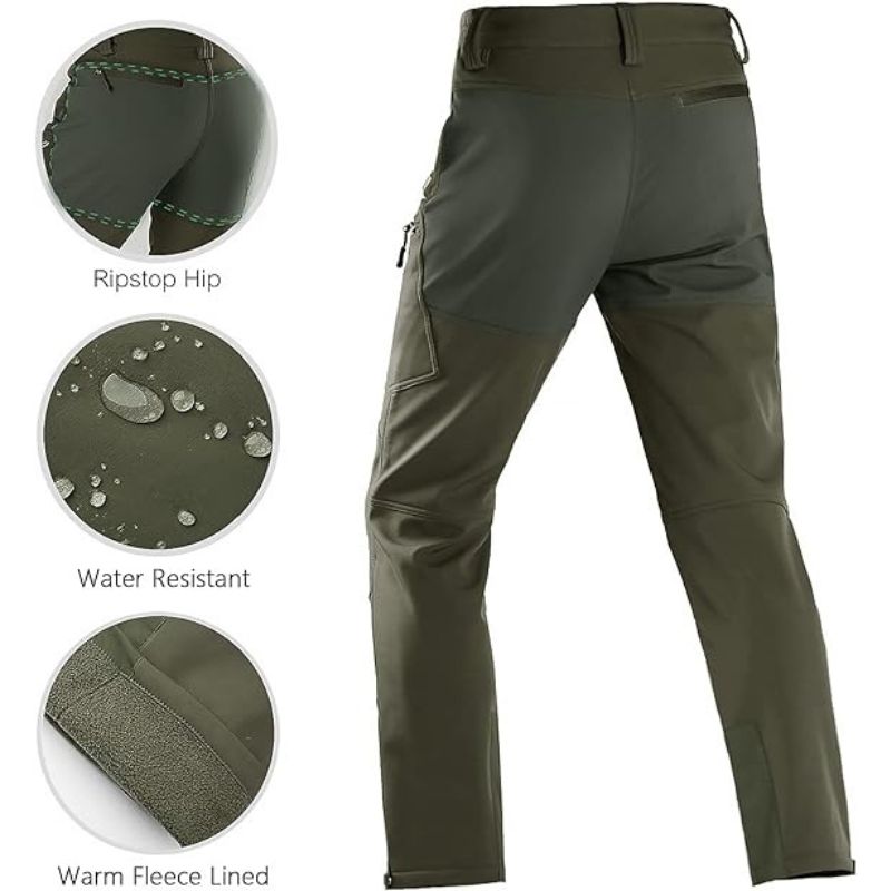 Men's Repellent Softshell Fleece Lined Snow Ski Pants