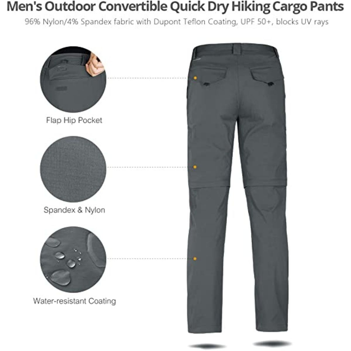 Pantalones de senderismo convertibles al aire libre para hombre con cinturón