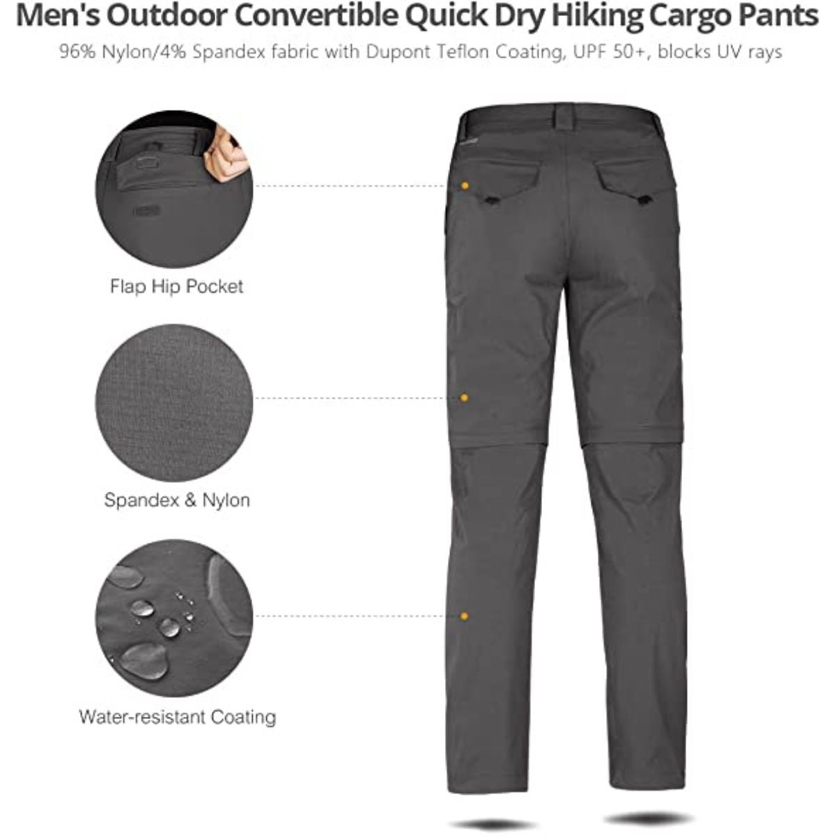 Men′ S Convertible Quick Dry Stretch Zip-off Upf 50+ Cargo Pants