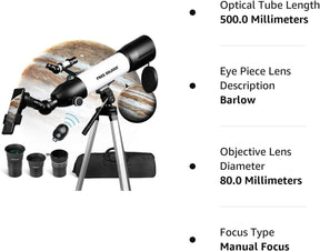 500X80mm Premium Astronomy Telescope