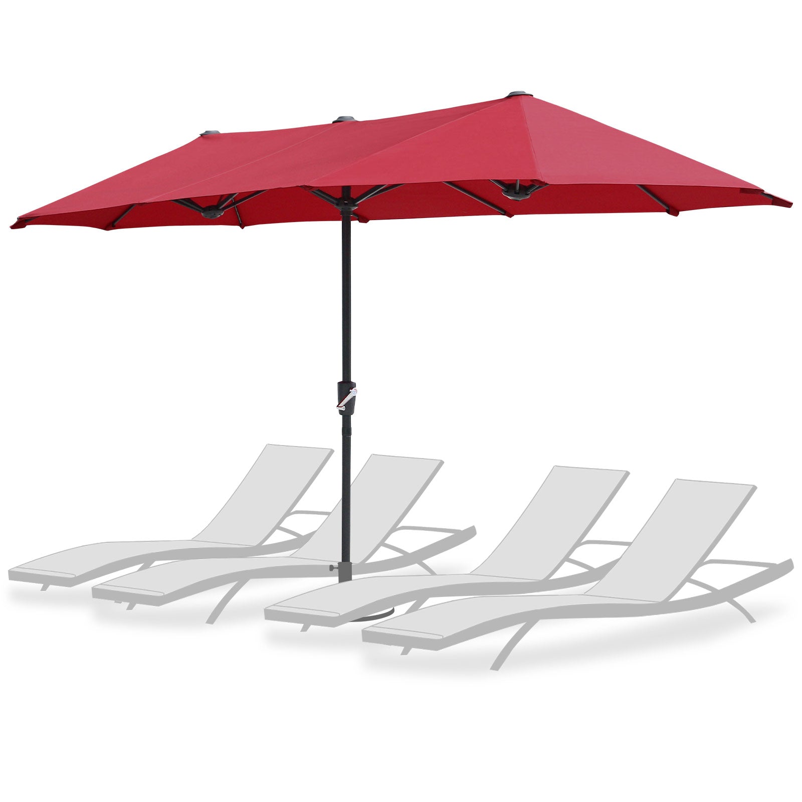 13FT Double-Sided Outdoor Patio Umbrella with LED Lights