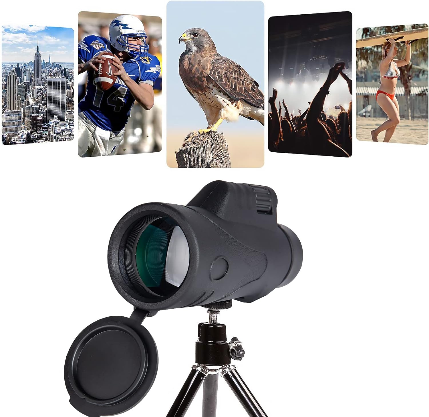 12x42 Monocular Telescope with Smartphone Adapter & Tripod for bird watching