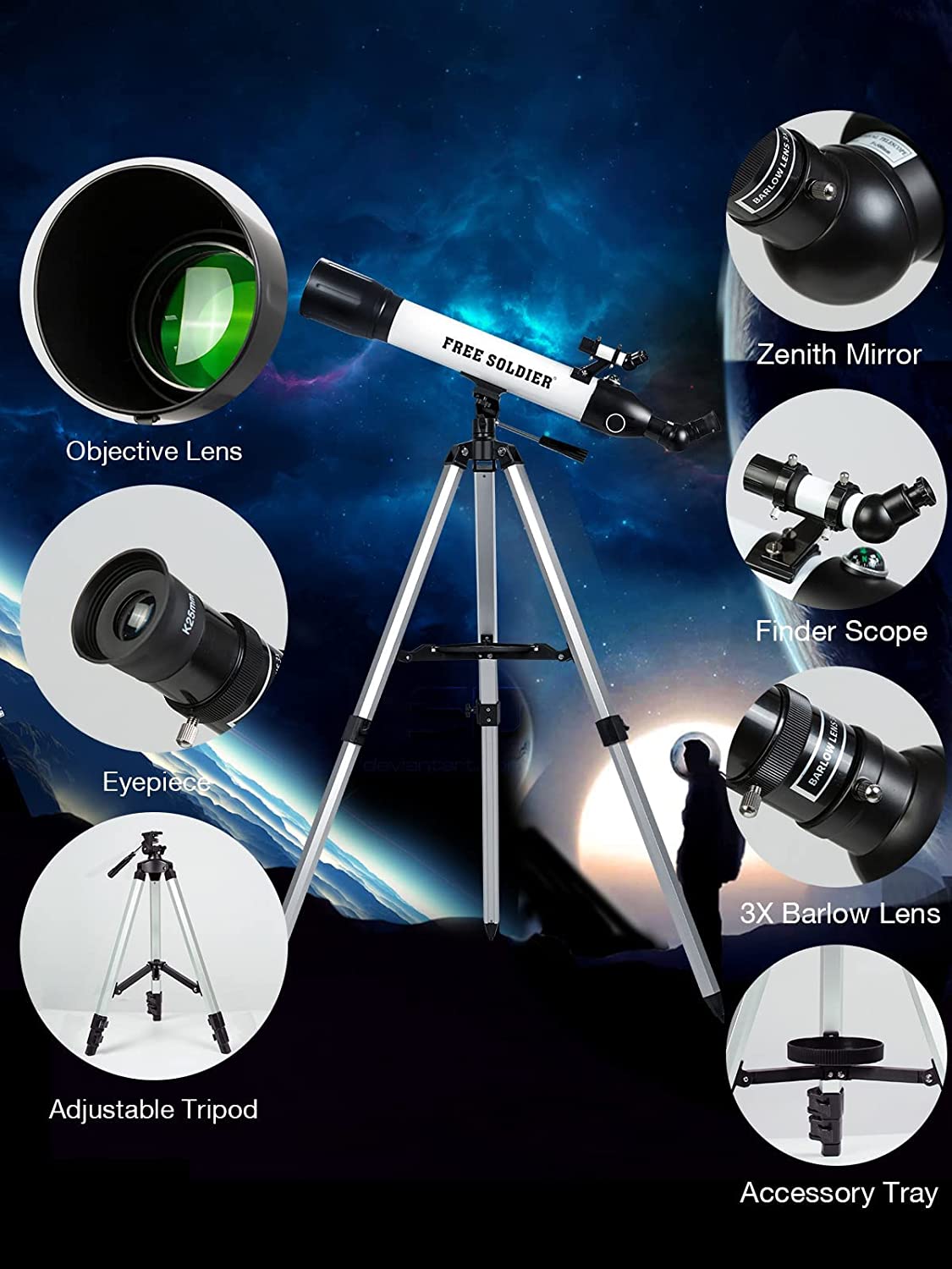 Astronomical Telescope - Professional Refractor, 700x90mm