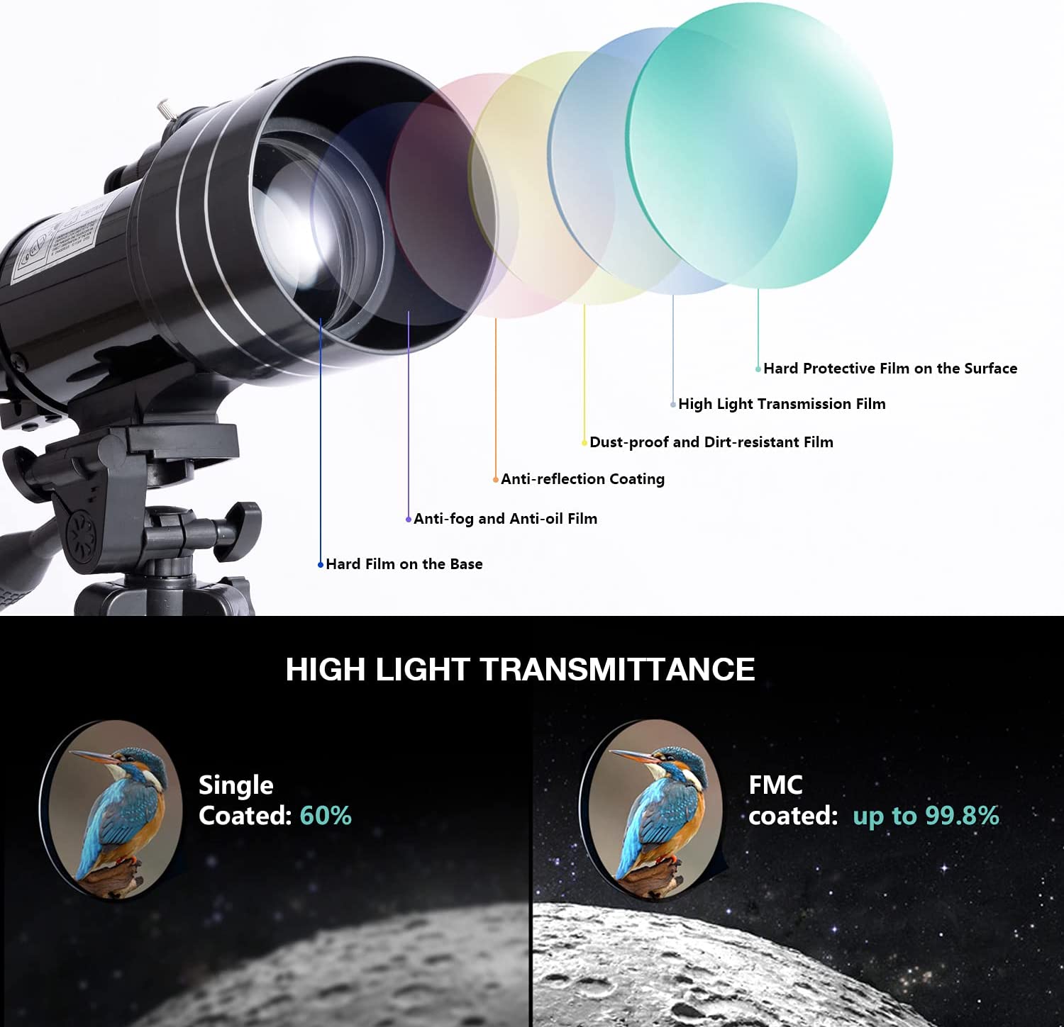 FreeSoldier 70mm Aperture Telescope, High Magnification, Superior Optics, Bonus Accessories, Day and Night Use