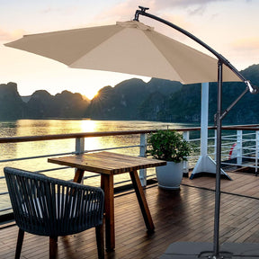 10FT Patio Offset Cantilever Patio Umbrella With Solar Lights