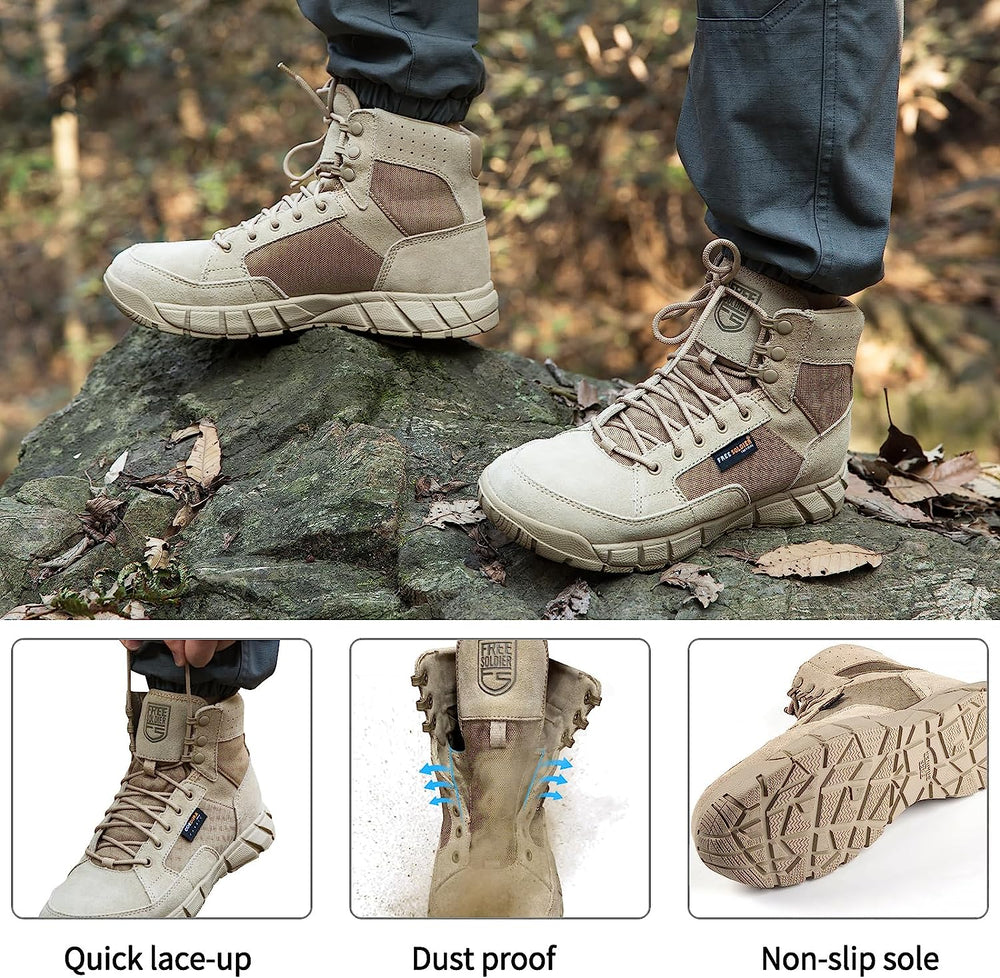 FREESOLDIER Men's Lightweight Waterproof Tactical Boots | Hiking and ...