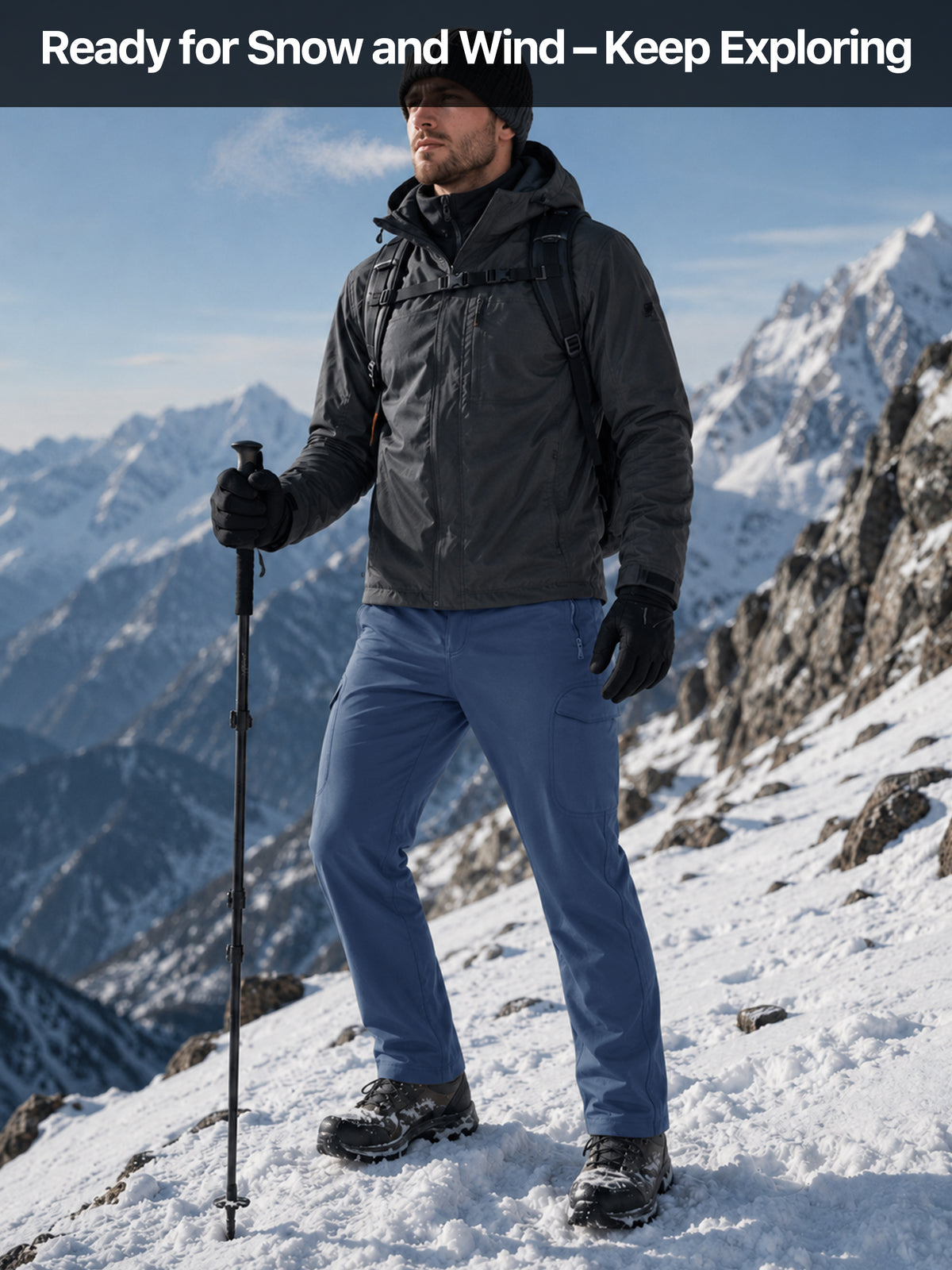 Winddichte Cargohose aus Sharkskin-Softshell-Fleece mit Futter 
