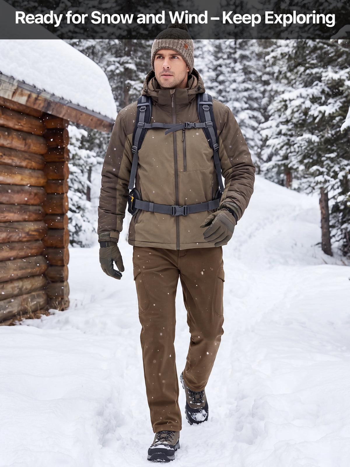 Winddichte Cargohose aus Sharkskin-Softshell-Fleece mit Futter 