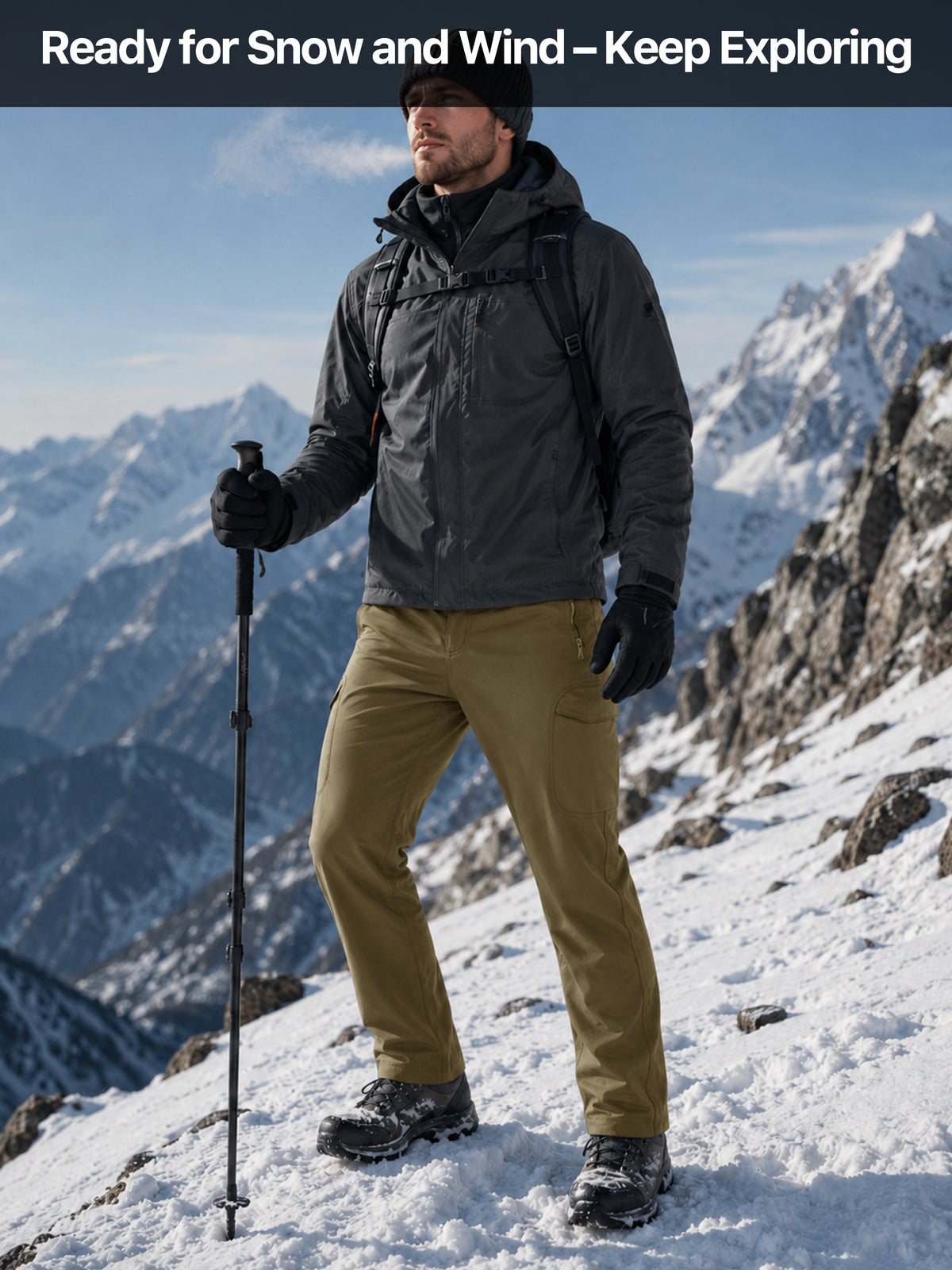 Winddichte Cargohose aus Sharkskin-Softshell-Fleece mit Futter 