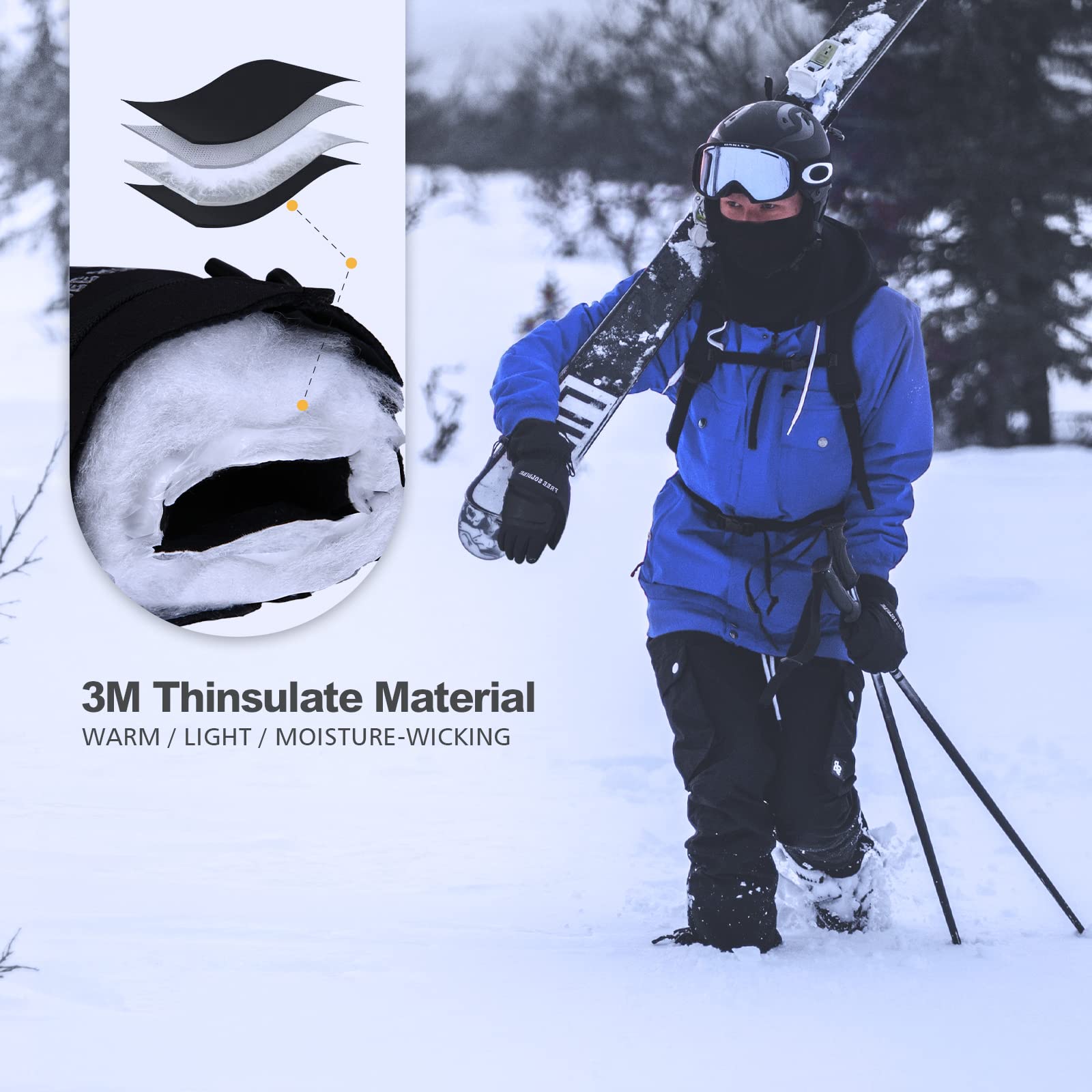 Alpine Swiss - Guantes de esquí para hombre, impermeables, para invierno,  deporte, nieve, viento, cálido, aislados con Thinsulate de 3M
