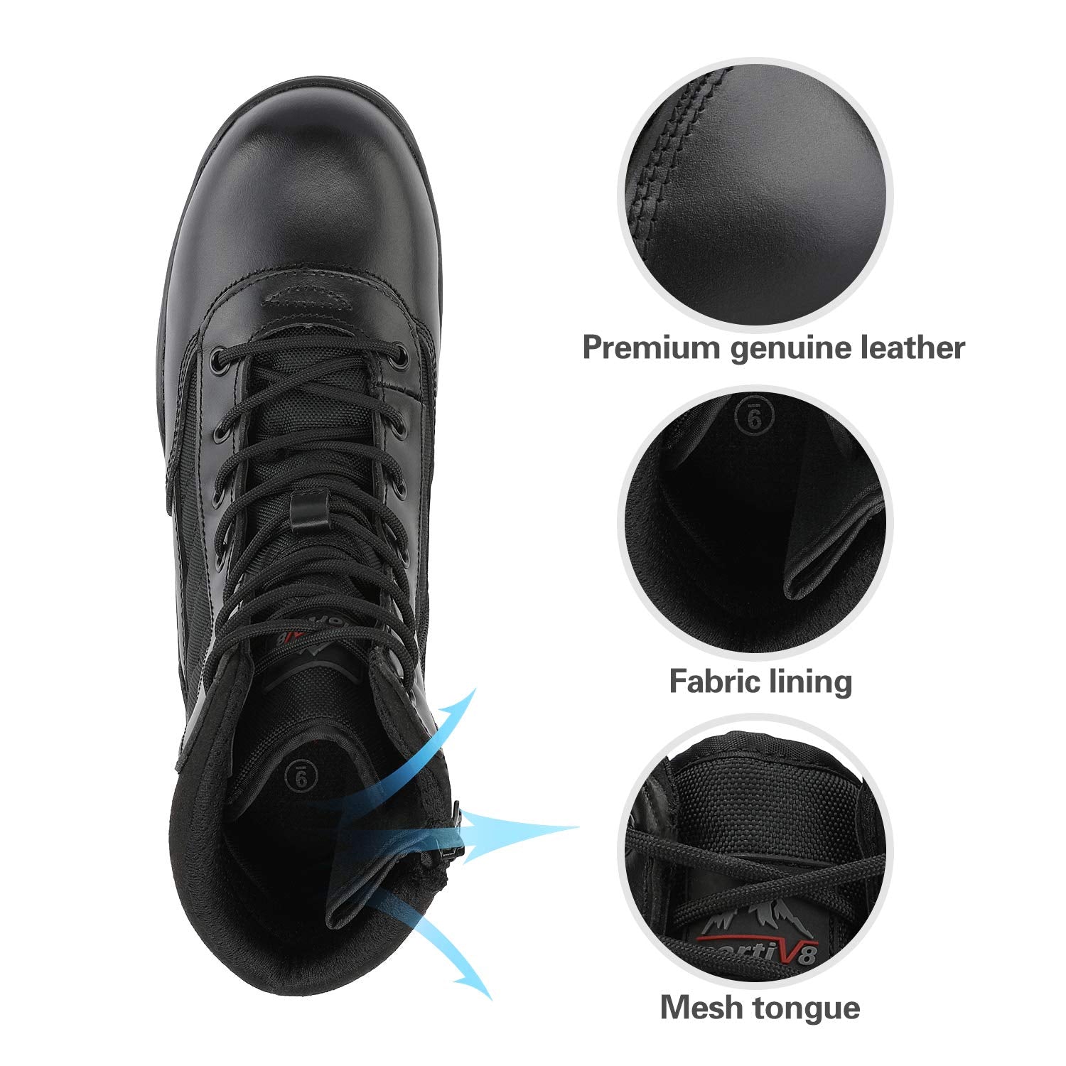 Lightweight Breathable Men's Tactical Hiking Boots | Side Zipper Motorcycle Combat Boots Non-Slip For Outdoor Terrain
