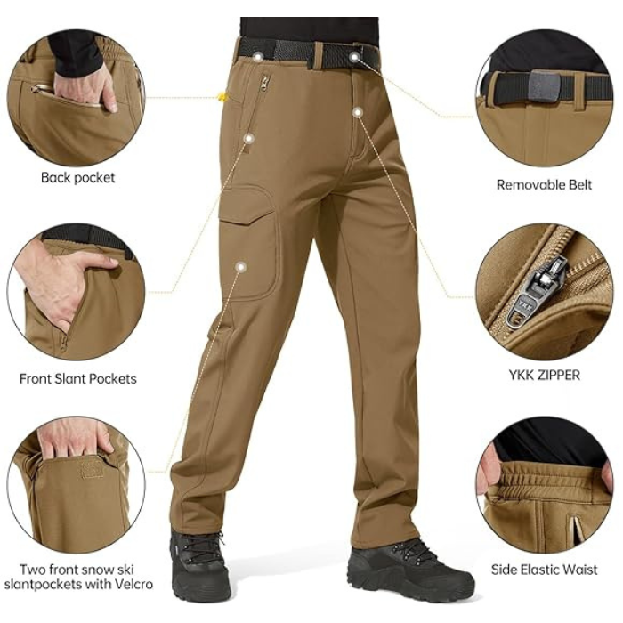 Sharkskin Windproof Softshell Fleece Lined Cargo Pants