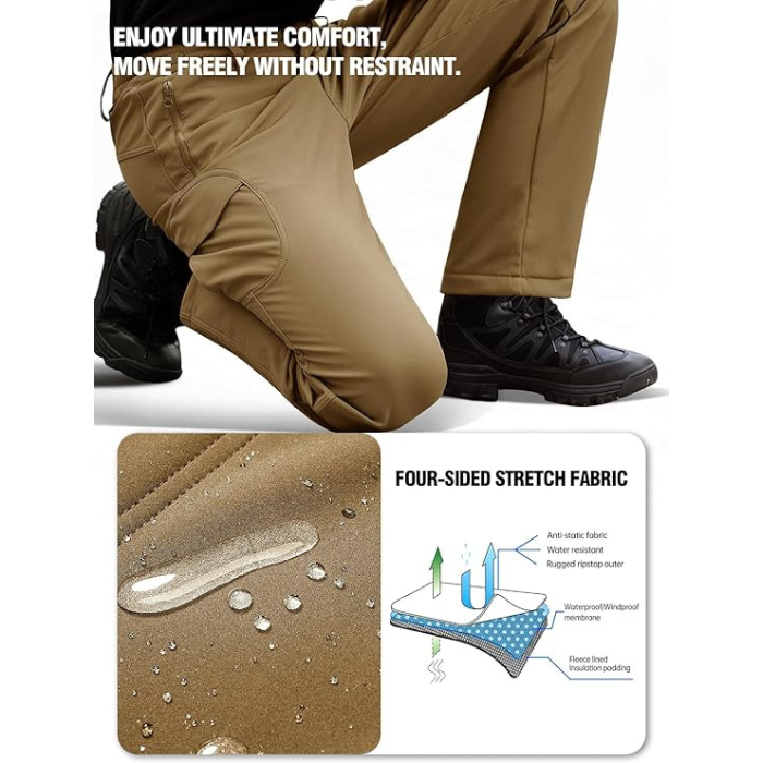 Sharkskin Windproof Softshell Fleece Lined Cargo Pants